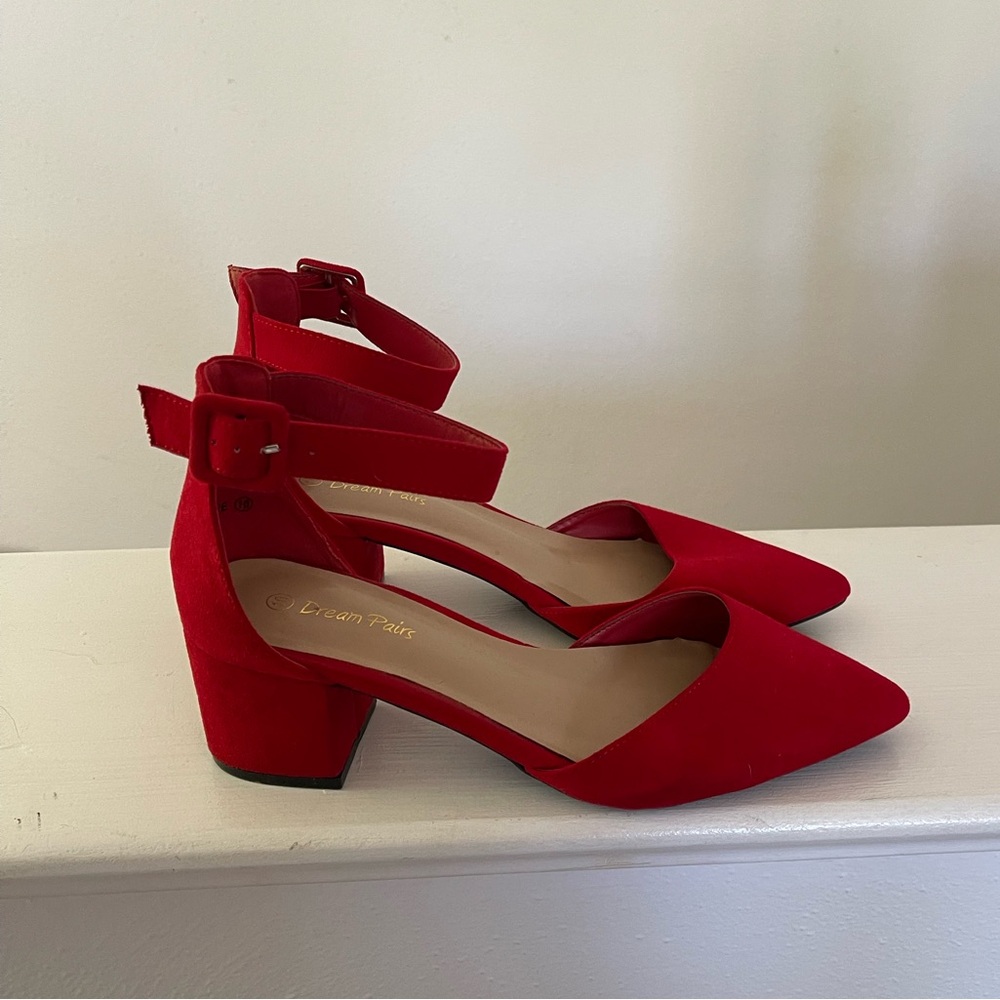 Red Suede like Heel